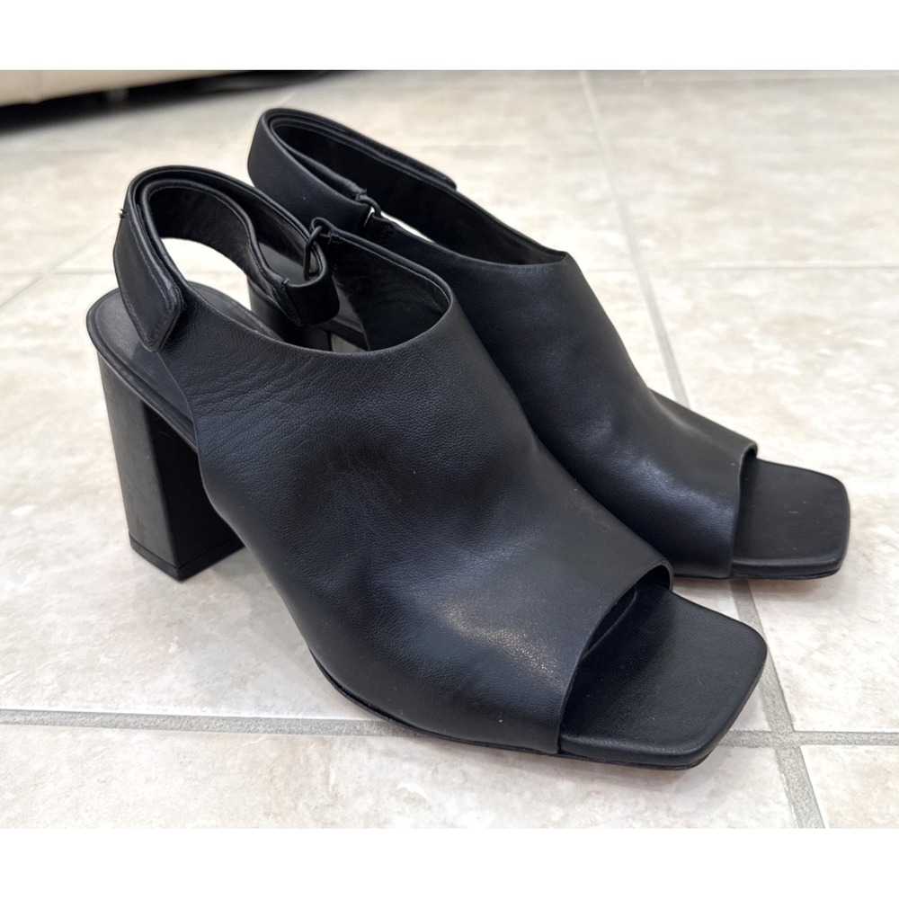 Vince Niara Block Heel Slingback Sandal Black size 10M/ 41 Comfort Career Preppy
